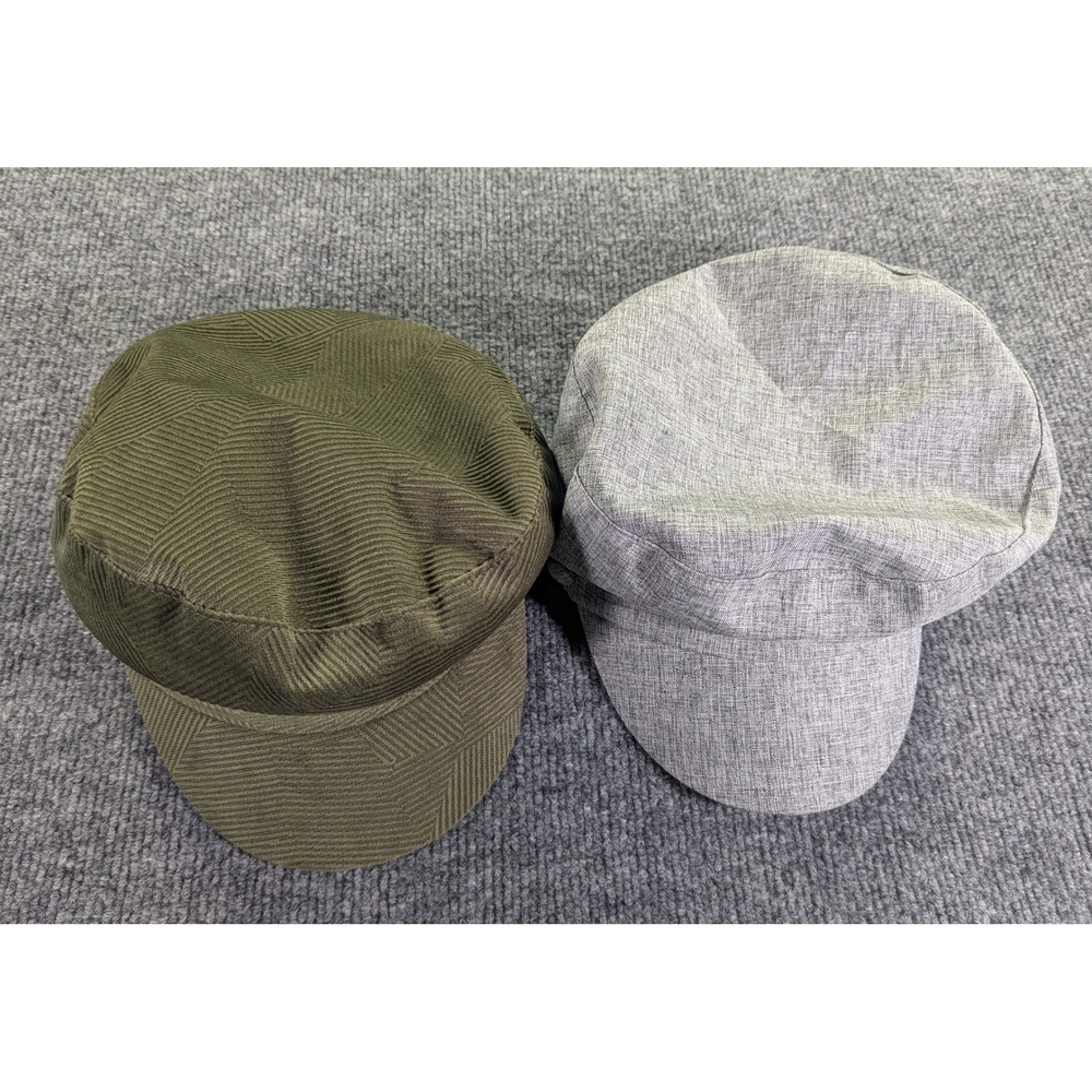 World Market Olive Green Corduroy & Accsa Grey Newsboy Cap Hat Bundle O/S